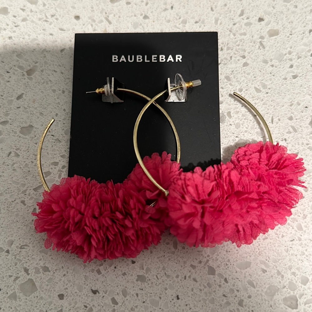 Bauble bar pink ruffle earrings